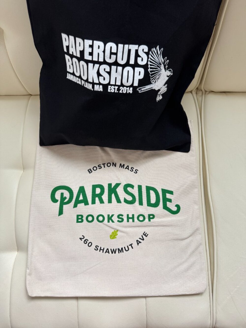 Boston bookstore totes Papercuts Parkside Bookshop south end jamaica plain (x2)